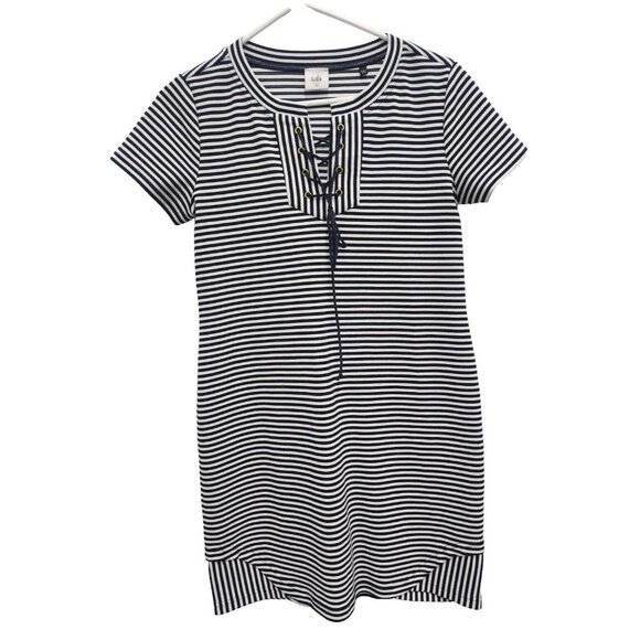 Cabi Womens Captain Shift Dress Size XS Navy White Striped Short Sleeve #5268 - Picture 2 of 10